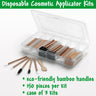 Eco-Friendly Bamboo Handle Disposable Cosmetic Applicator Kit - 150 Pieces per Kit / Case of 3 Kits