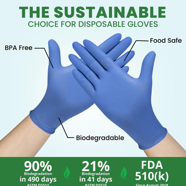 Eco Gloves Biodegradable Nitrile - Blue Violet - Large / 100 Count