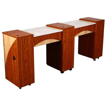 Edita C - Double Manicure Table - Half Marble Top by Deco Salon Furniture