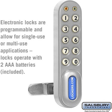 Electronic Lock - Factory Installed on Box Style Metal Locker Door by Salsbury – Silver by Salsbury