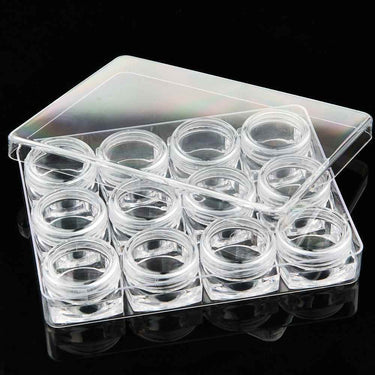 Empty Nail Art Container Organizer - 12 Jars - Set