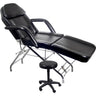Black Facial Chair with Stool - Face Rest, Towel Bar & Reclining Design by Encore