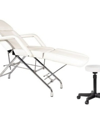 Encore White Facial Beauty Chair with Face Rest, Towel Bar & Stool (FBC-A1)