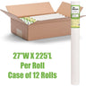 Extra-Wide High-Quality Smooth Table Paper / 27"W X 225'L / Case of 12 Rolls by Spa Essentials