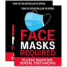 Face Masks Required - Please Maintain Social Distancing Self-Adhesive Signage - Weather, Scratch, Water and Fade Resistant - Large 14" x 11" Size / Pack of 2