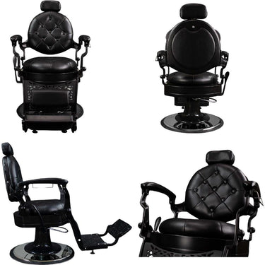 Finnegan II Antique Style Barber Chair / Black with Matte Black Frame by Hans Equipment