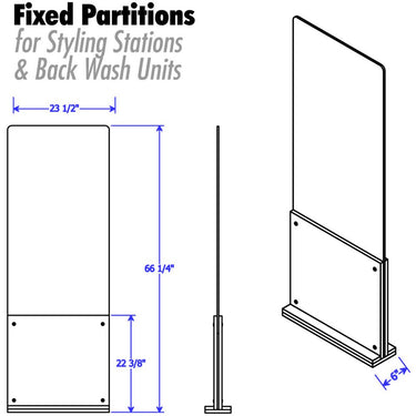 Fixed Partition (No Wheels) for Styling Stations & Back Wash with Choice of Laminates / 23.5" Wide X 66.25" High (5.5 Feet High)