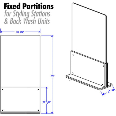 Fixed Partition (No Wheels) for Styling Stations & Back Wash with Choice of Laminates / 31.5" Wide X 65" High (5.4 Feet High)