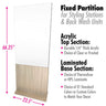 Fixed Partition (No Wheels) for Styling Stations & Back Wash with Clear or Frosted Acrylic + Choice of Laminates for Base / 23.5" Wide X 66.25" High (5.5 Feet High)