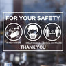 For Your Safety Wash Hands + Wear Masks + Social Distance Window Stickers - 4" x 6" / 2 Sticker Pack