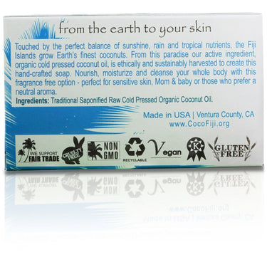 Fragrance Free Face & Body Soap Infused with Organic Coconut Oil / Case of 15 Bars by Organic Fiji by Organic Fiji