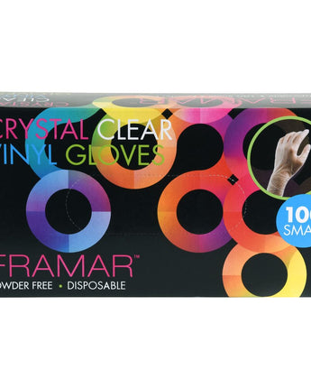 Framar Crystal Clear Vinyl Gloves - SMALL / 100 per Box