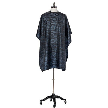 Fromm Apparel Studio Black Tie Dye Hairstyling Cape with Adjustable Snap Closure / 45"W x 60"L