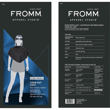 Fromm Apparel Studio Comb Out Cape - Black - Snap Closure / 28"L x 28"W