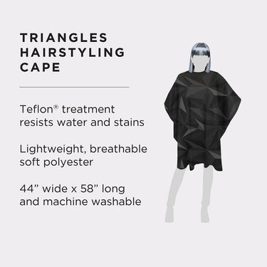 Fromm Apparel Studio Premium Signature Hairstyling Cape - Snap Closure - Black with Triangle Pattern / 58"L x 44"W