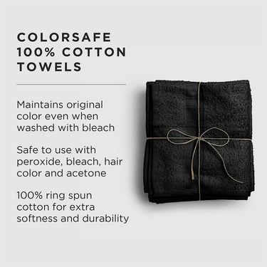 Fromm Studio Experience Colorsafe Black Towels - 100% Cotton - 16" x 29" - 3 lbs. / 12 Pack