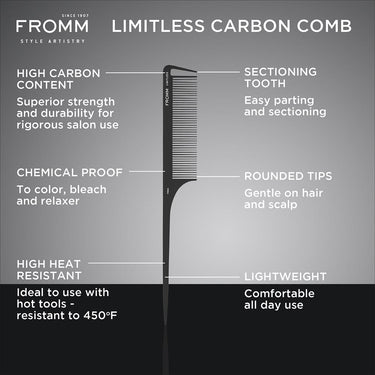 Fromm Style Artistry 9.25" Carbon Rat Tail Comb