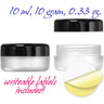 Frosted Jars with Black Cap and Writeable Labels - 0.33 oz. / 350 Pack