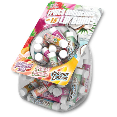 Fruit Scentsations Lip Balm Fish Bowl / 24 Lip Balms - (8) Raspberry Rush + (8) Peach Paradise + (8) Coconut Dream.