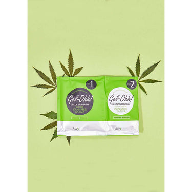 Gel-Ohh Jelly Spa Pedi Bath - Cannabis Sativa / Case of 30 SETS - (30) Cannabis Sativa Jelly Spa Bath / 50 Grams - 1.76 oz. Each + (30) Cannabis Sativa Dilution Mineral / 50 Grams - 1.76 oz. Each