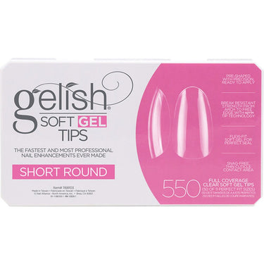 Gelish Soft Gel Tips - SHORT ROUND / 550 Full Coverage Clear Soft Gel Tips - 50 Each of 11 Perfect Fit Sizes