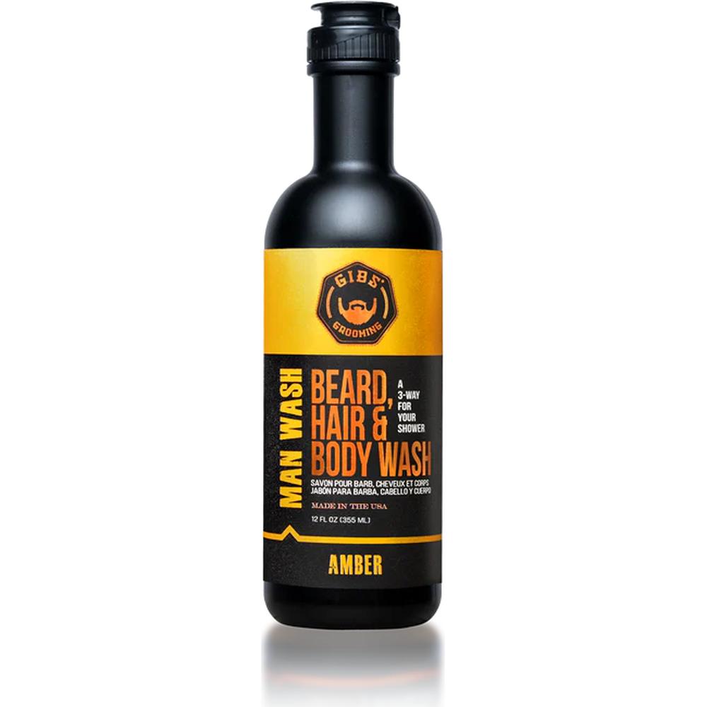 Manwash Gibs Amber Man Wash: Beard, Hair & Body Wash / 12 oz. - 355 mL. – Pure ...