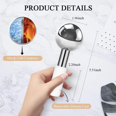 Glacial Bliss Stainless Steel Cryo Massage Globes for Facials, Waxing and Other Treatments / 2 Globes with White Handles
