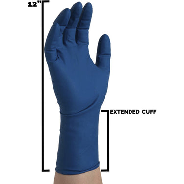 GlovePlus Blue Latex Exam Powder Free Disposable Gloves - Extra Long Cuff | 13 mil Thick | Sizes M-XL | 50 Gloves/Box; 10 Boxes/Case = Case of 500 by Ammex