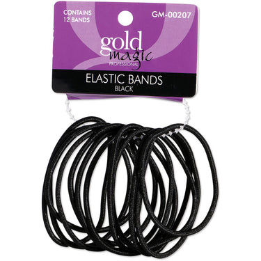 Gold Magic Black Elastic Bands / 12/Pack