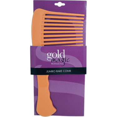 Gold Magic - Imitation Bone Jumbo Rake Comb - 8-1/2" - Ideal For Smoothing, Detangling And Adding Volume To Curly, Kinky Or Textured Hair Without Adding Frizz