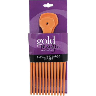 Gold Magic - Imitation Bone Small & Large Pik Set - Great For Detangling And Fluffing Thick Or Curly Hair Without Adding Frizz