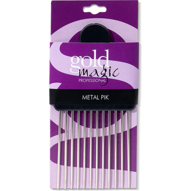 Gold Magic - Metal Pik - 6" - Detangle, Fluff  and Add Volume Without Pulling or Snagging Hair