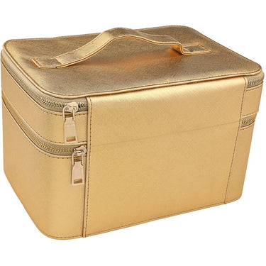 Gold Medium Cosmetic Train Case - Storage &amp; Organizer for Nail Tools &amp; Cosmetics - Each