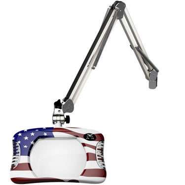 Green-Lite&reg; - 7" x 5.25" American Flag Rectangular LED Magnifier - 43" Reach - Fully Dimmable with 3 Bank LED Adjustability / Available with 5 Base Options by O.C. White