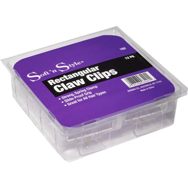 Hair Claw Clips - Rectangular - 12 Pack by Soft 'N Style