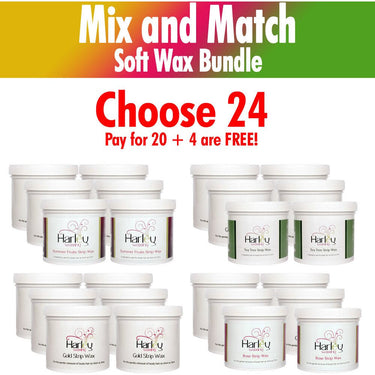 Harley Waxing UK - Mix and Match Strip Wax Bundle / Select up to 4 Varieties - 6 Cans Per Variety / 24 Cans Total - Choose 24 and Only Pay for 20 (reflected in price)
