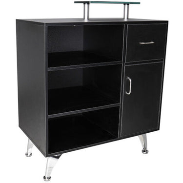 Harlow Glass-Topped Compact Reception Desk / Black Laminate by HANS Equipment