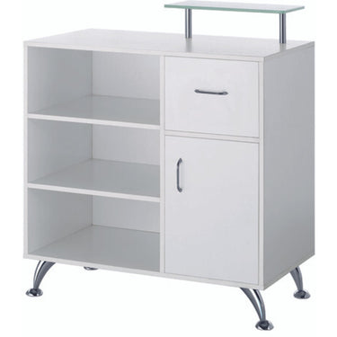 Harlow Glass-Topped Compact Reception Desk / White Laminate by HANS Equipment