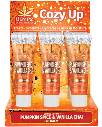 Hempz Keep It Spicy Pumpkin Spice & Vanilla Chai Lip Balm Display / 12 Piece