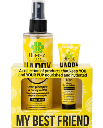 Hempz My Best Friend Petz Sweet Pineapple & Honey Melon Deodorizing & Hydrating Herbal Mist & Happy Lip Balm Set