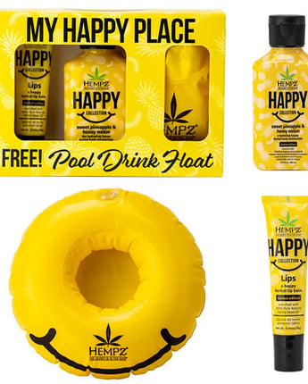 Hempz My Happy Place Lotion, Lip Balm & Pool Drink Float Set