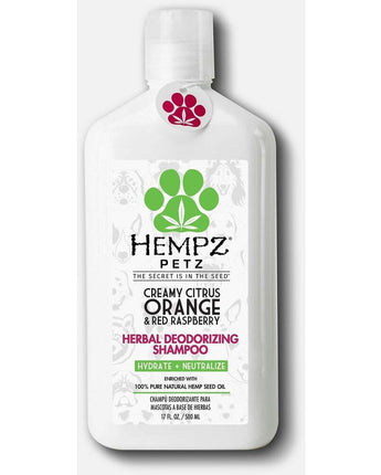 Hempz Petz Creamy Citrus Orange & Red Raspberry Herbal Deodorizing Dog Shampoo / 17 fl. oz. - 500 mL.