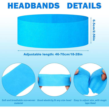 High-Quality Adjustable Length Disposable Headbands for Professional Use  - Ideal for Injectables, Spas, Salons, Skincare, and Makeup Applications - Blue / 2.5" Wide X 18-28" Long / Case of 256 - Individually Wrapped