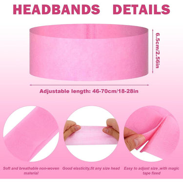 High-Quality Adjustable Length Disposable Headbands for Professional Use  - Ideal for Injectables, Spas, Salons, Skincare, and Makeup Applications - Pink / 2.5" Wide X 18-28" Long / Case of 256 - Individually Wrapped
