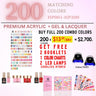 Honey's Nail Secret 200 Combo Colors (#001-#200) Free 2 LED Lamps, 2 Booklet, 1 Tip