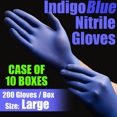 IndigoBlue Nitrile Exam Gloves / Powder-Free Non-Sterile Nitrile Examination Gloves / Size Large / 200 per Box X 10 Boxes = Case of 2,000 Gloves