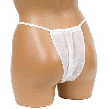Intrinsics Disposable Bikinis - White - Extra-Wide Waistband - Individually Wrapped / Box of 100