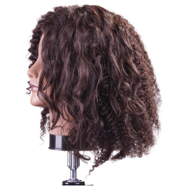 Keke Curly Quad Manikin - Dark Brown 11"-12" - 100% Human Hair Implanted in Four Separate Quadrants by Celebrity