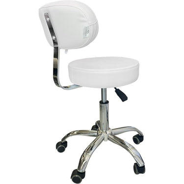 Kostas Round Stool with Back Support / White by Avirra Spa Furnishings