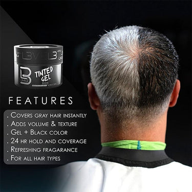 L3VEL3 Tinted Hair Gel - Black Color / 8.45 oz. - 250 mL.